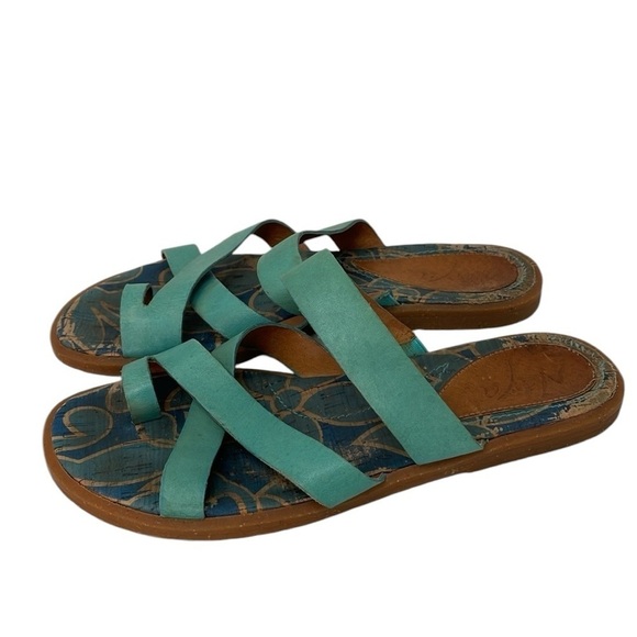 Naya Sandals Open Toe Strappy Teal Green Leather Zoe 6.5 - Picture 3 of 9